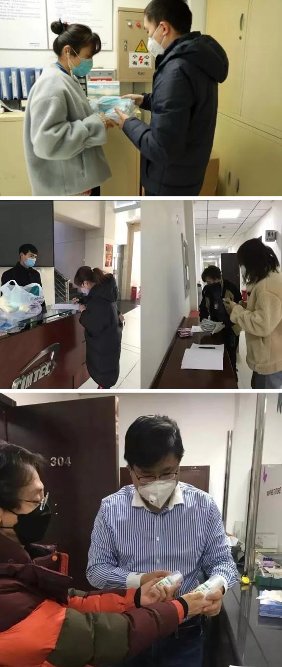 發(fā)放防護物資：口罩、手套、消毒液、洗手液